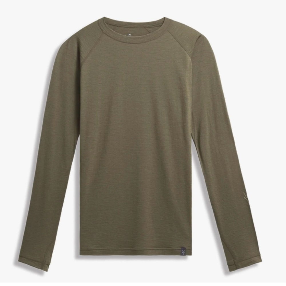 Men's Merino wool Olive Green Long Sleeve Shirt